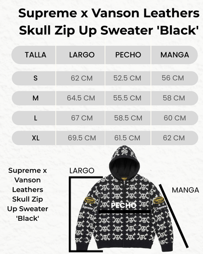 Supreme x Vanson Leathers Skull Zip Up Hooded Sweater 'Black'