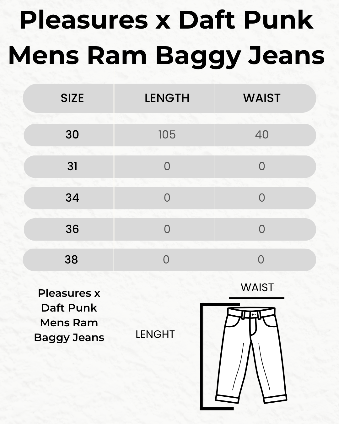 Pleasures x Daft Punk Mens Ram Baggy Jeans