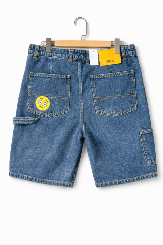 WEZC Denim Carpenter Shorts Smiley