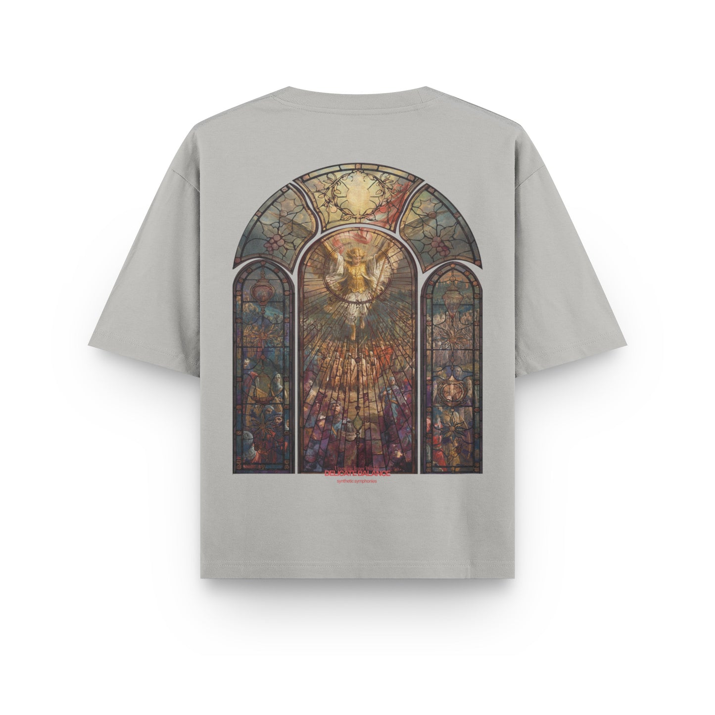 DELICATE BALANCE "Light & Shadow" Oversize Heavyweight Light Grey Wash Tee