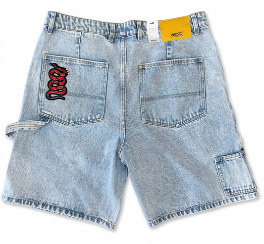 WEZC Denim Carpenter Shorts Bordado Serpiente