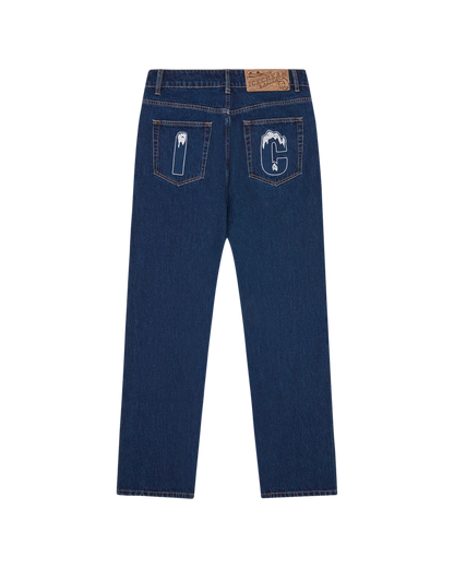 ICECREAM  crystal running dog denim pants