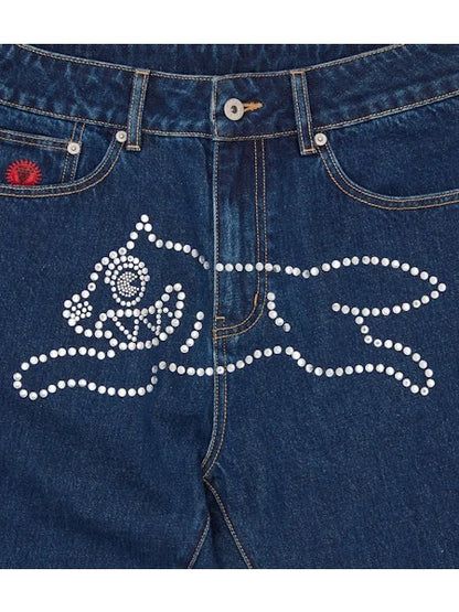ICECREAM  crystal running dog denim pants