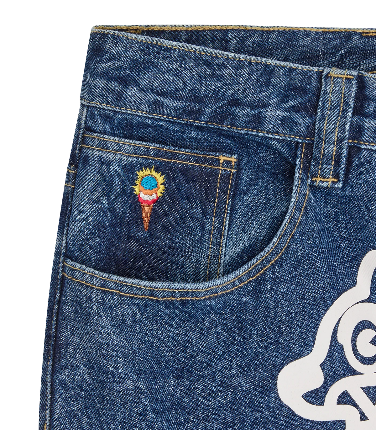 ICECREAM Fade Out Running Dog Double Scoop Pants in Denim