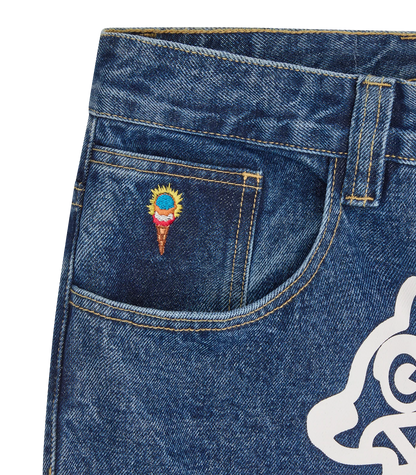 ICECREAM Fade Out Running Dog Double Scoop Pants in Denim