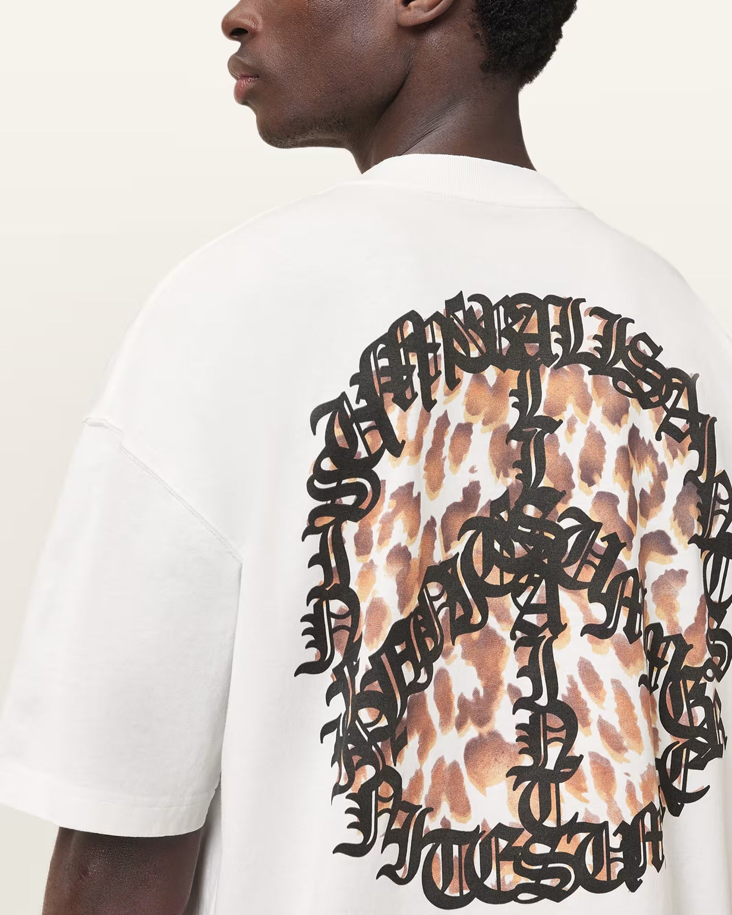 All Saints Incessant Leopard Logo Oversized T-Shirt