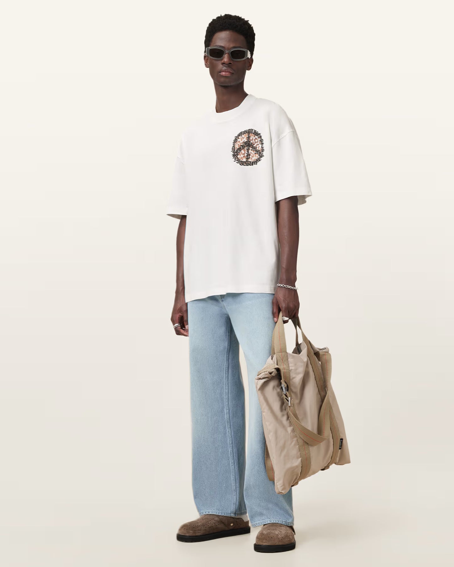 All Saints Incessant Leopard Logo Oversized T-Shirt