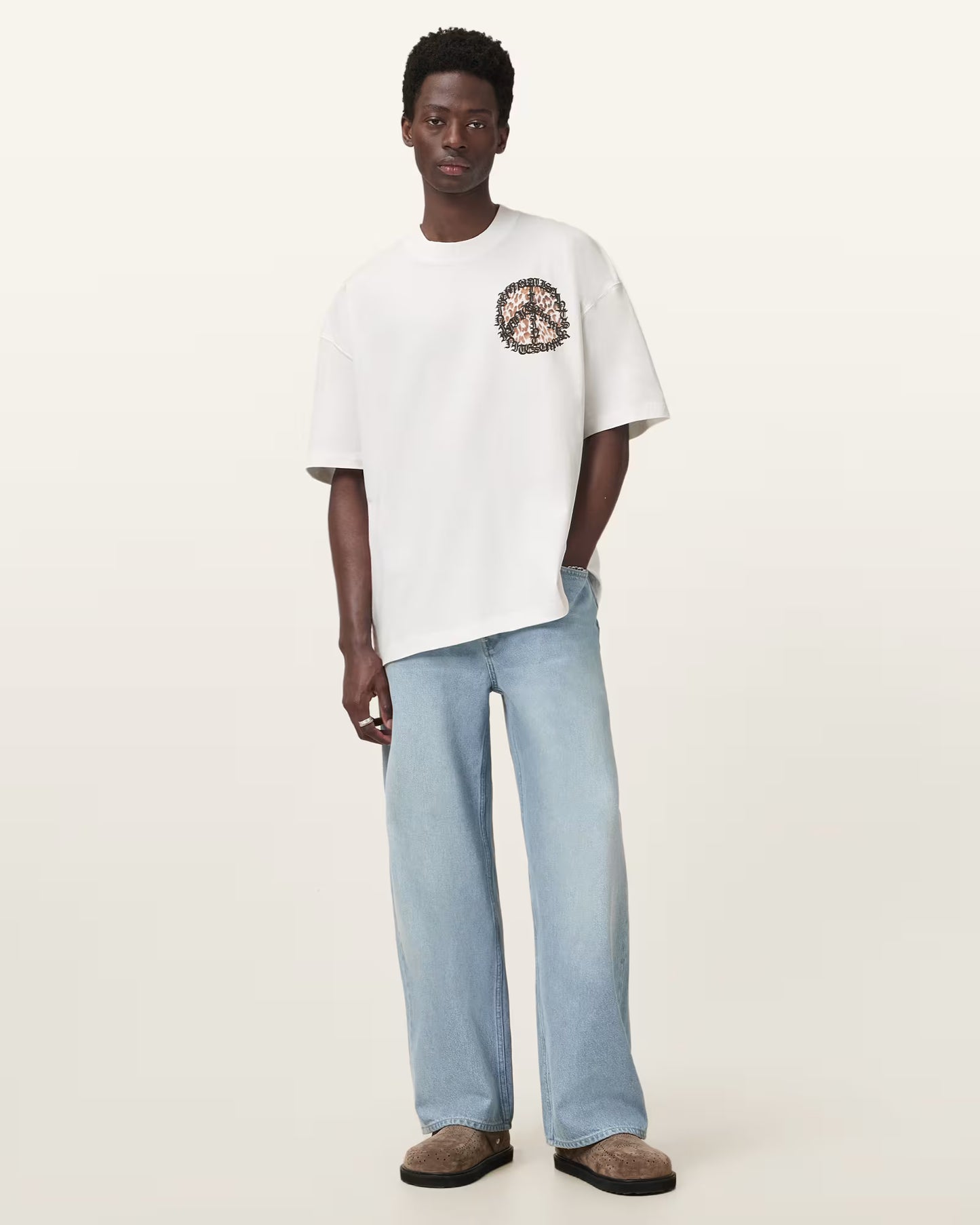 All Saints Incessant Leopard Logo Oversized T-Shirt