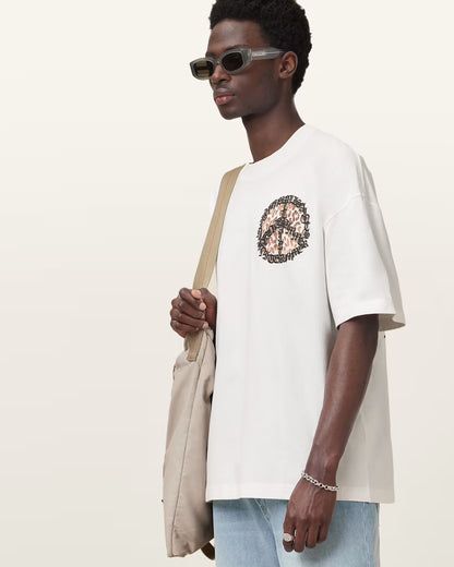 All Saints Incessant Leopard Logo Oversized T-Shirt
