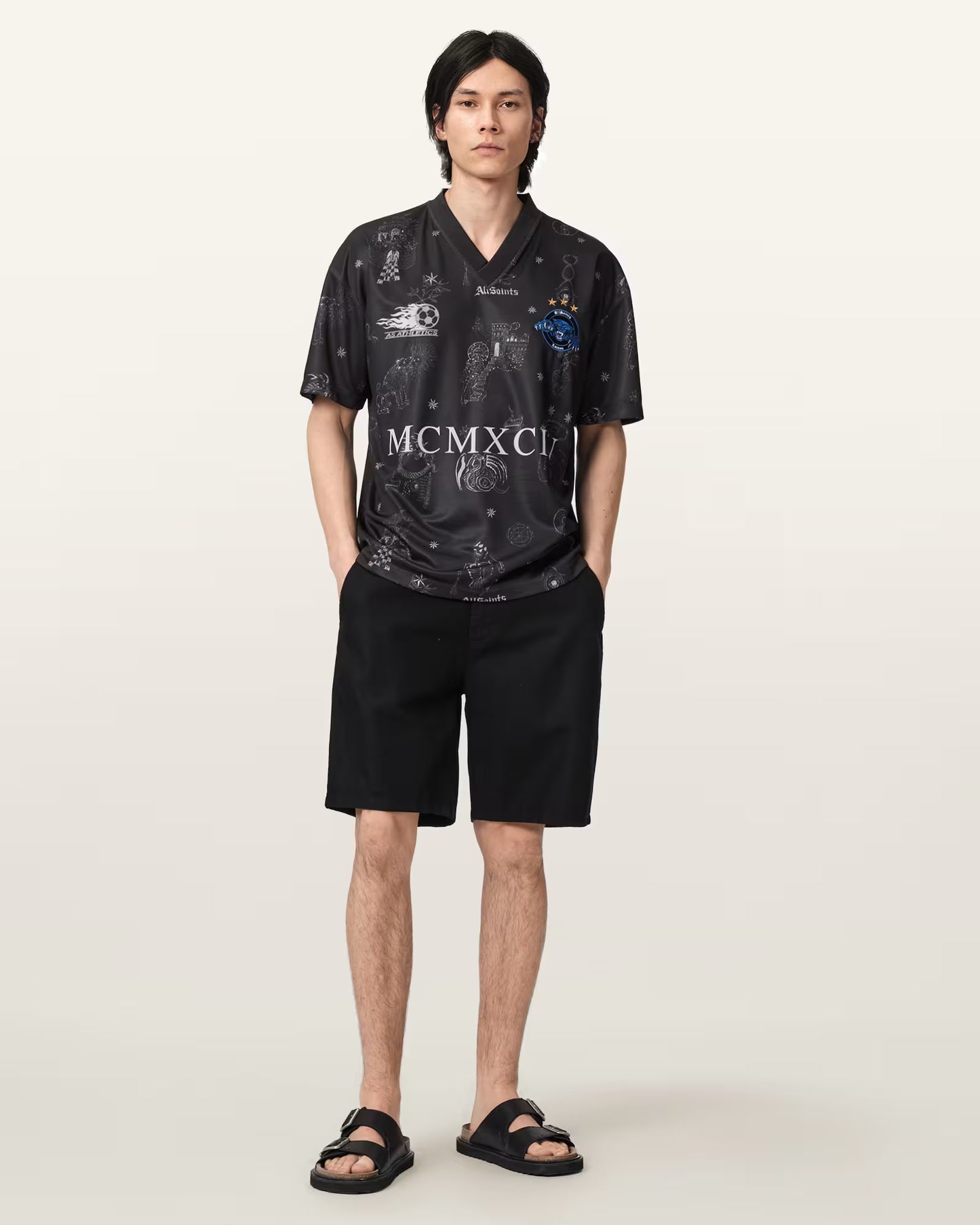 All Saints Terra Oversized Short Sleeve Football Shirt