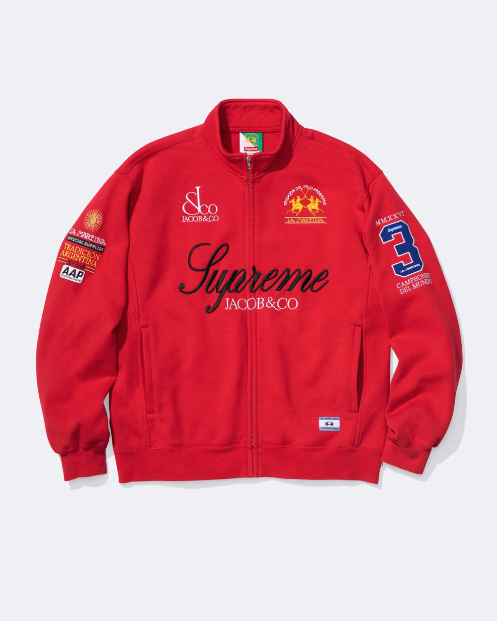 Supreme x La Martina x Jacob & Co Zip Up Sweatshirt 'Red'