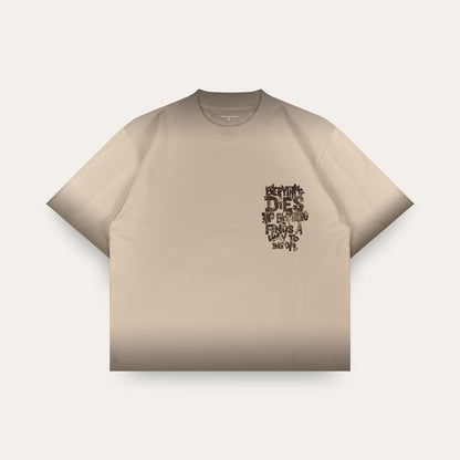 SASSY CLASSY "Everything Dies" Heavyweight Relax tee beige/brown