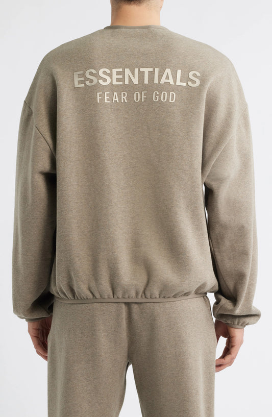 Fear of God Essentials Fleece Crewneck in Beige Founded