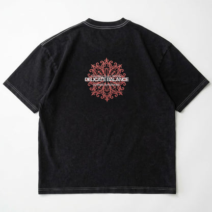 DELICATE BALANCE Vintage black Heavyweight Boxy Tee