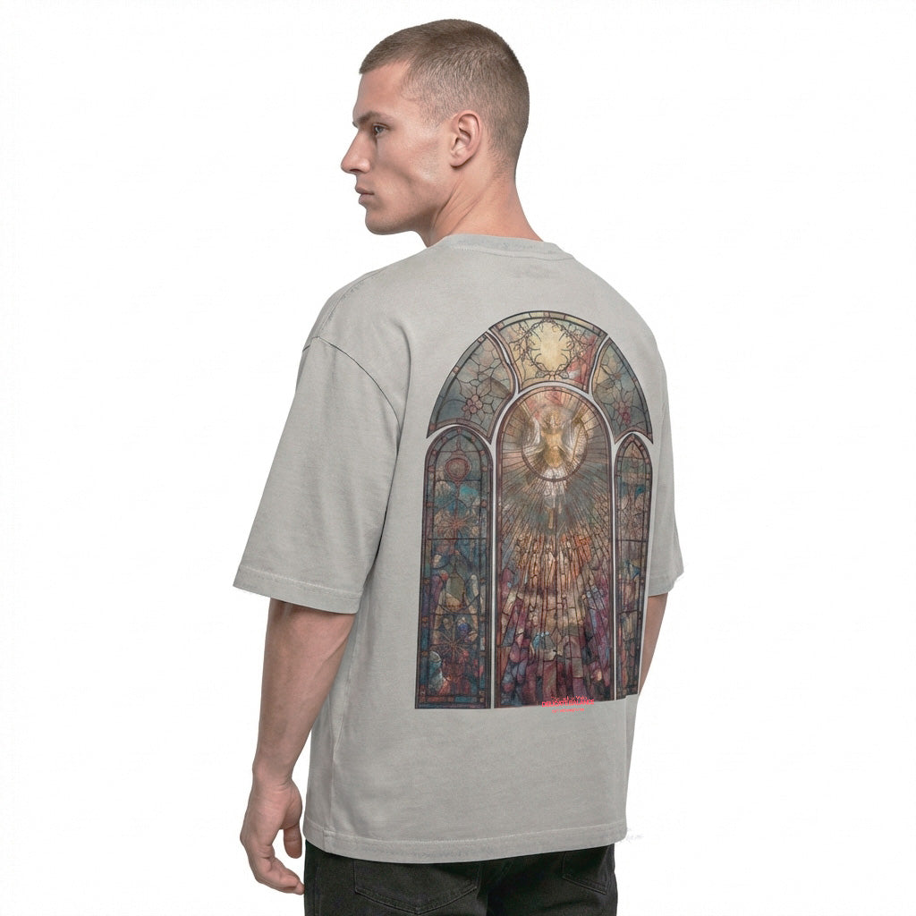 DELICATE BALANCE "Light & Shadow" Oversize Heavyweight Light Grey Wash Tee