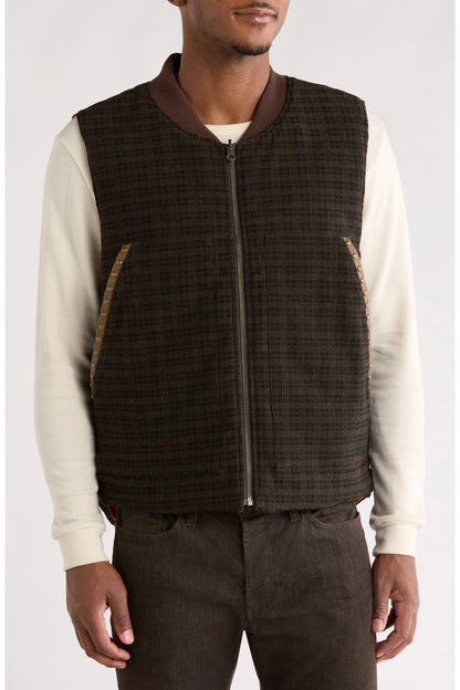 Pleasures Chaleco Denim Vest 'Brown Plaid'