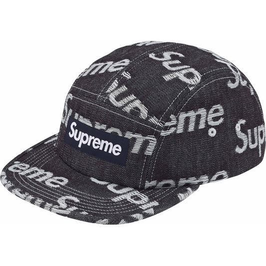 SUPREME Jacquard Logos Denim Camp Cap Black