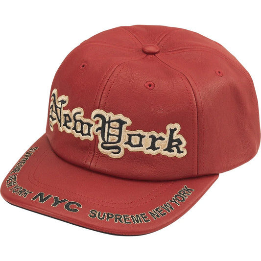 Supreme New York Leather 6-Panel Hat/Gorra Red