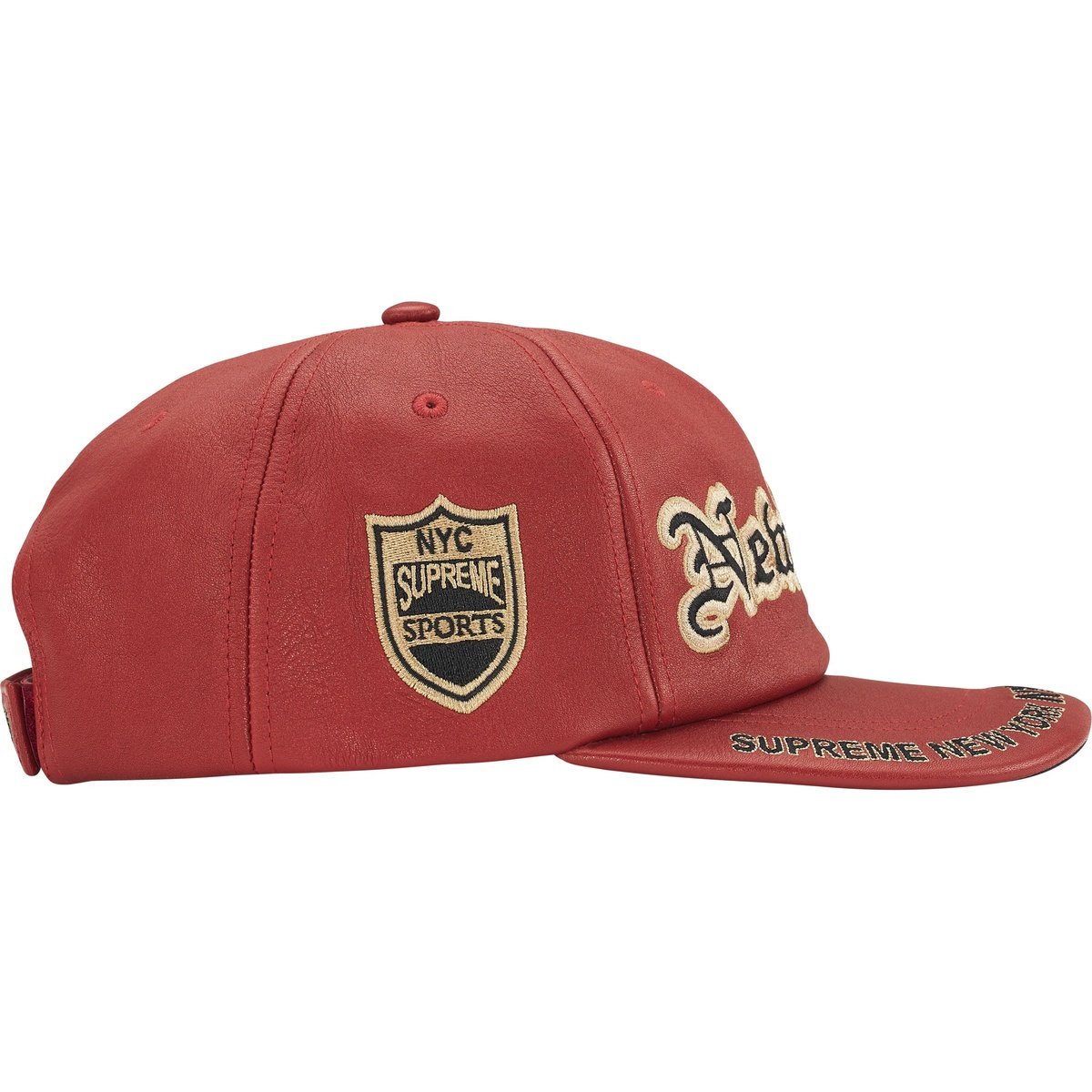 Supreme New York Leather 6-Panel Hat/Gorra Red