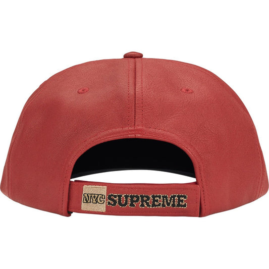 Supreme New York Leather 6-Panel Hat/Gorra Red