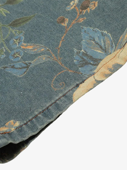 Floral print carpenter style denim jeans
