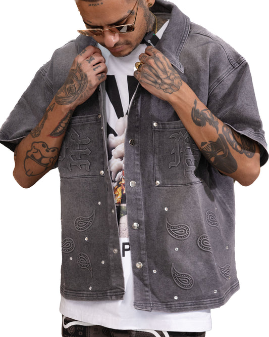 Mixed Emotion ‘Paisley’ Denim Grey Shirt