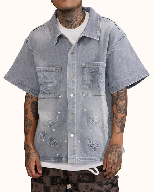 Mixed Emotion 'Paisley' Denim Blue Shirt