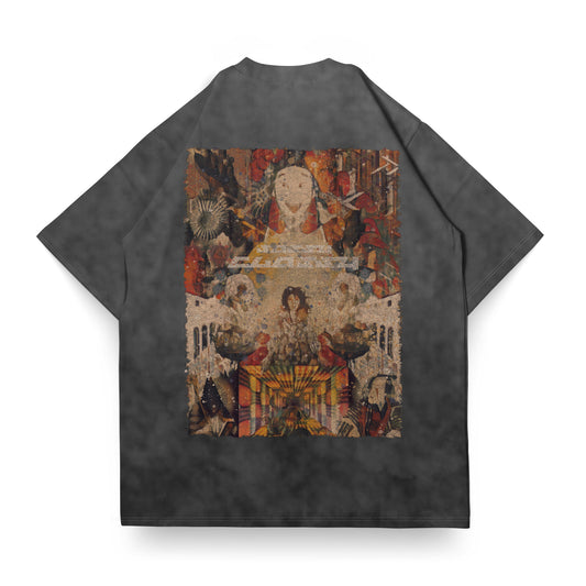 SASSY CLASSY "Smile Ghost" Focused Black Grey Relax tee