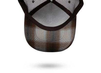 Pleasures Happier Plaid Trucker Cap in Brown