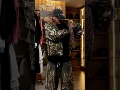 Denimtears Birch Camo Hooded Work Jacket Green Camo