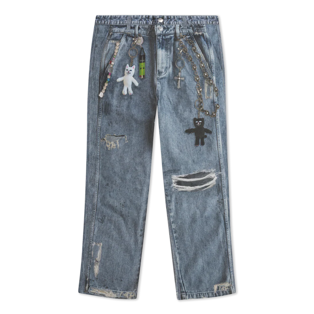 RIPNDIP Pants  Real Straight Leg Denim Pants (Light Wash)