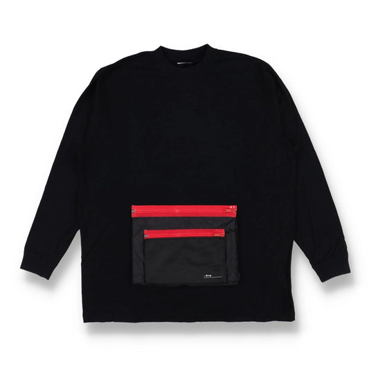 Marcelo Burlon Black Front Pocket Oversized Long Sleeve T-Shirt