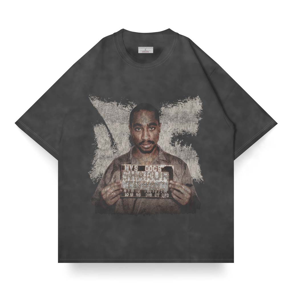 SASSY CLASSY "Shakur Tupac" Focused Black Grey Oversize Tee