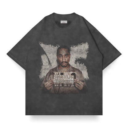 SASSY CLASSY "Shakur Tupac" Focused Black Grey Oversize Tee