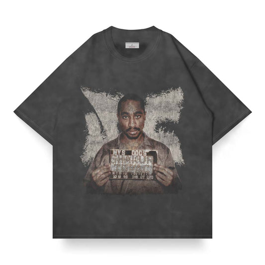 SASSY CLASSY "Shakur Tupac" Focused Black Grey Oversize Tee