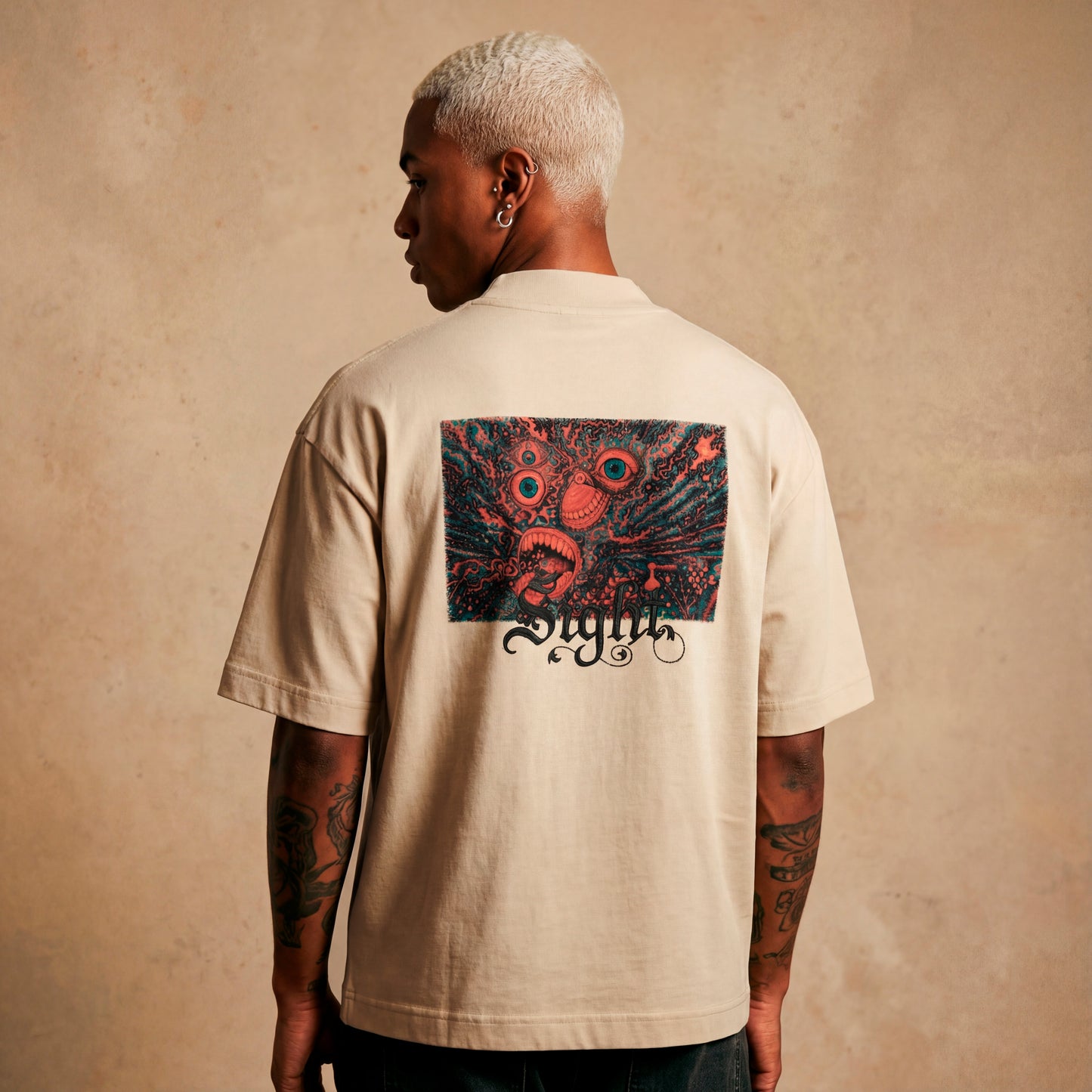 Sassy Classy DR03 Pale Ivory Heavyweight Oversized Tee "Sight"